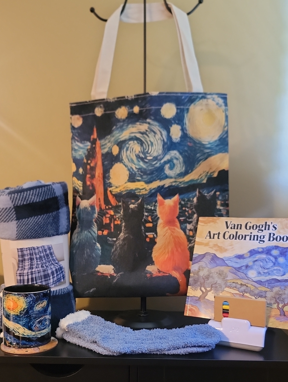GIFTABLE TOTE Van Gogh Starry Night Cats Set